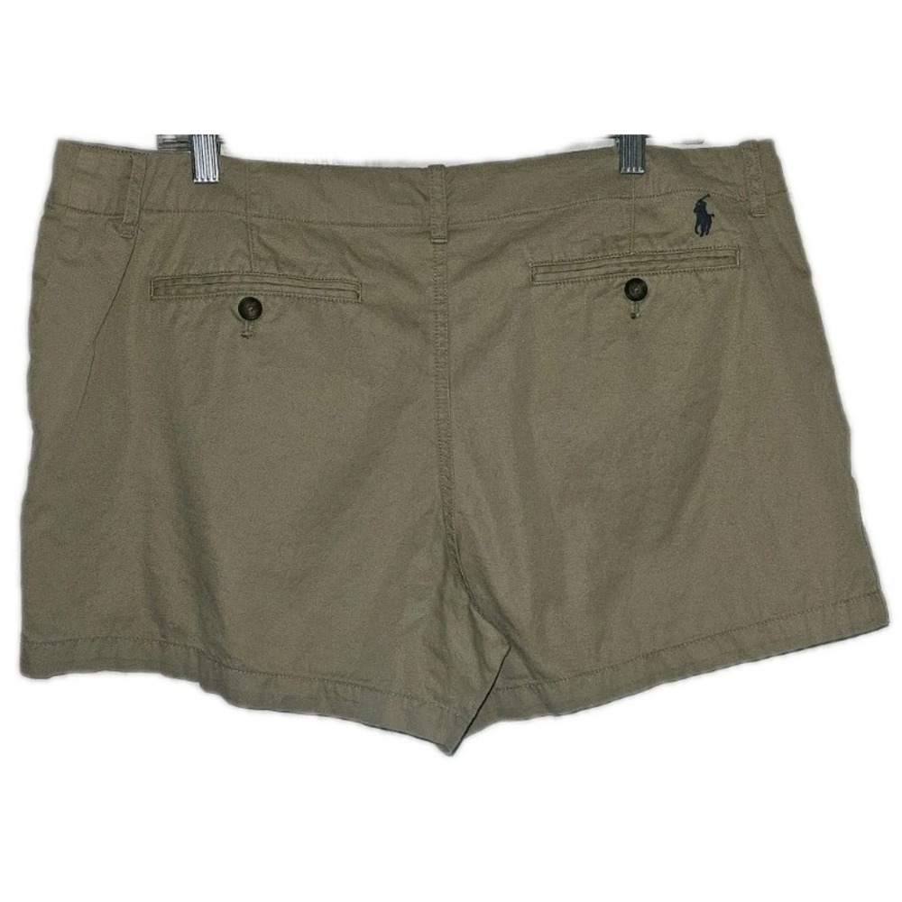 Polo Ralph Lauren Khaki Flat Front Bermuda Walking Shorts Cotton Women's Size 14